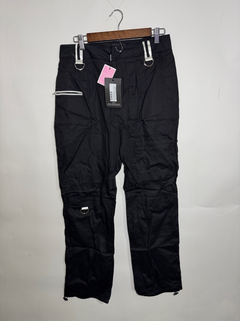 PrettyLittleThing Black Cargo Utility Trousers with D-Ring Details